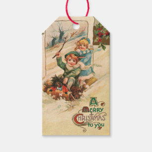 Vintage A Merry Christmas Holiday Gift Tags