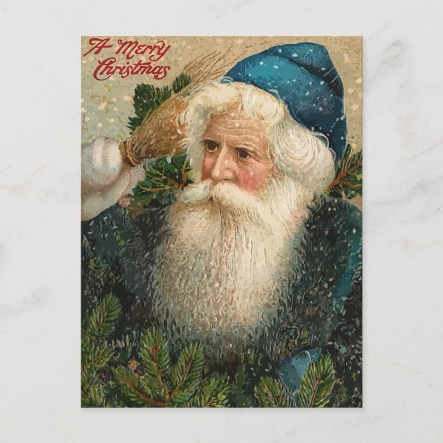 Vintage A Merry Christmas Holiday Postcard (Front)