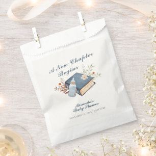 Vintage A New Chapter Book Bottle Baby Shower Favor Bag