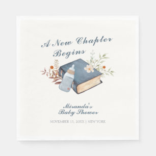 Vintage A New Chapter Book Bottle Baby Shower  Napkins