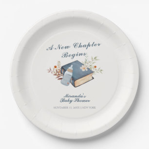 Vintage A New Chapter Book Bottle Baby Shower Paper Plates