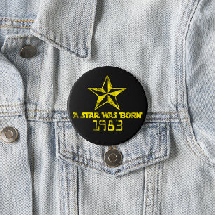 Vintage A Star Was Born 1983 Yellow Star Button