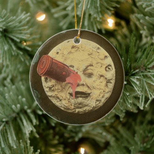 Vintage A Trip to the Moon Silent Movie Ceramic Ornament