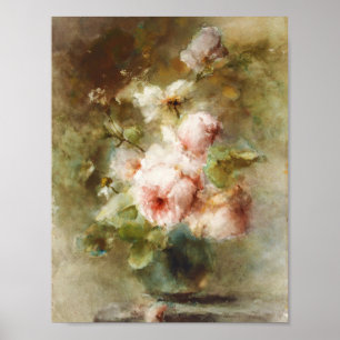 Vintage A vase with Roses Margaretha Roosenboom Poster