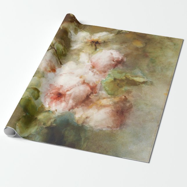 Vintage A vase with Roses  Margaretha Roosenboom Wrapping Paper (Unrolled)