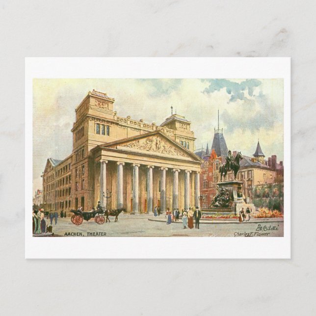 Vintage Aachen Germany Theater Postcard (Front)