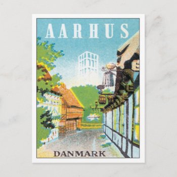 Vintage Aarhus Denmark Postcard by Trendshop at Zazzle