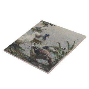 Vintage Abbott Fuller Graves The Duck Pond Ceramic Tile