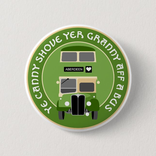 Vintage Aberdeen Double-decker Bus Badge Button (Front)