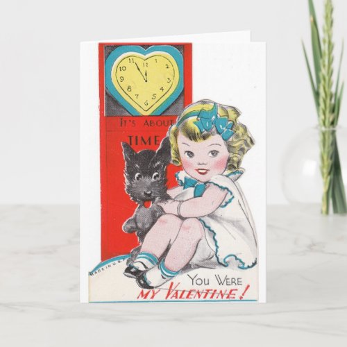 Vintage About Time Valentines Day Card