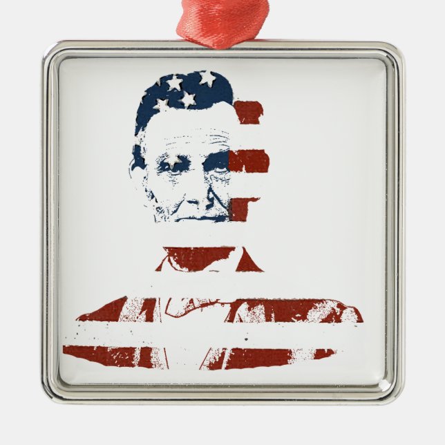 Vintage abraham lincoln american flag metal ornament (Front)