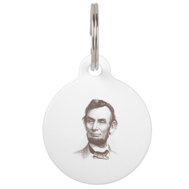 Vintage Abraham Lincoln Portrait Pet Name Tag (Front)