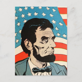 Vintage Abraham Lincoln USA Flag Illustration Postcard