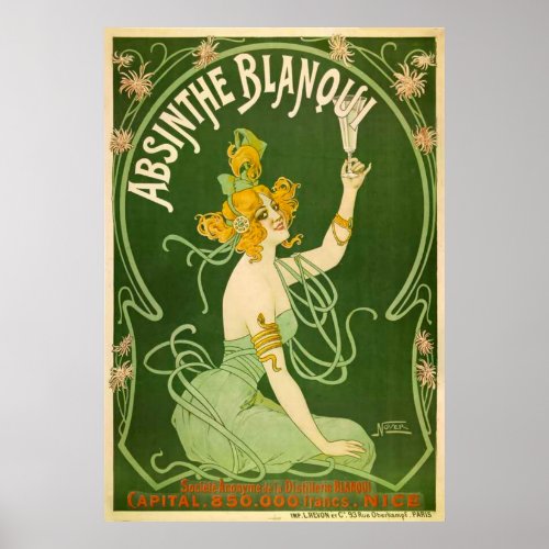 Vintage Absinthe Blanqui Advertisement Poster