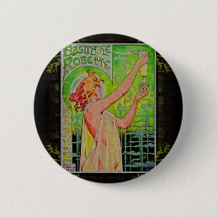 Vintage Absinthe Green Fairy Poster Button