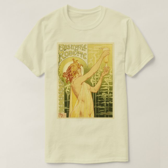 Vintage Absinthe Poster Art T-Shirt (Design Front)