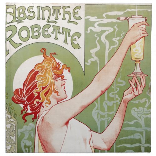 Vintage Absinthe Robette Ad Art Nouveau Napkin