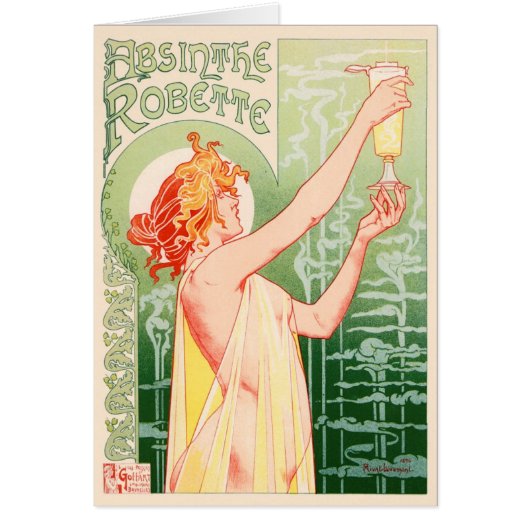Vintage Absinthe Robette by Alphonse Mucha Cards (Front)