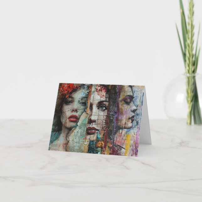 Vintage Abstract Art Collage Blank Note Card (Front)