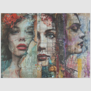 Vintage Abstract Art Collage Decoupage Tissue Paper