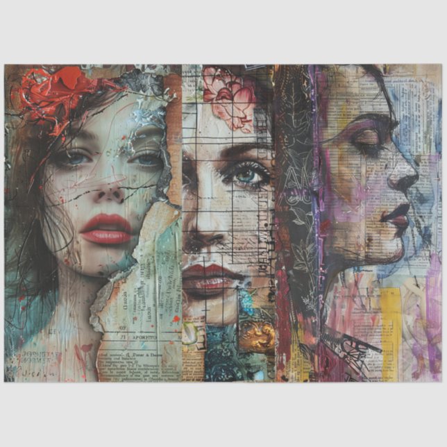 Vintage Abstract Art Collage Decoupage Tissue Paper (Front)