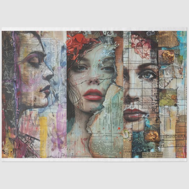 Vintage Abstract Art Collage Decoupage Tissue Paper (Front)