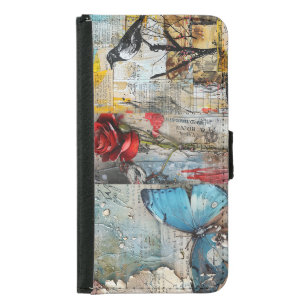 Vintage Abstract Art Collage Samsung Galaxy S5 Wallet Case