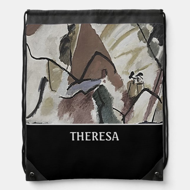 Vintage Abstract Art Drawstring Backpack (Front)