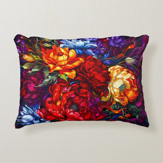 Vintage Abstract Blossom Floral Accent Pillow (Front)