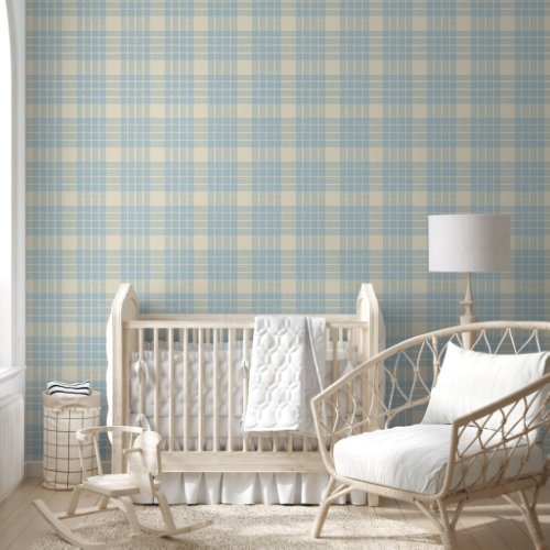 Vintage abstract blue plaid pattern in retro style wallpaper