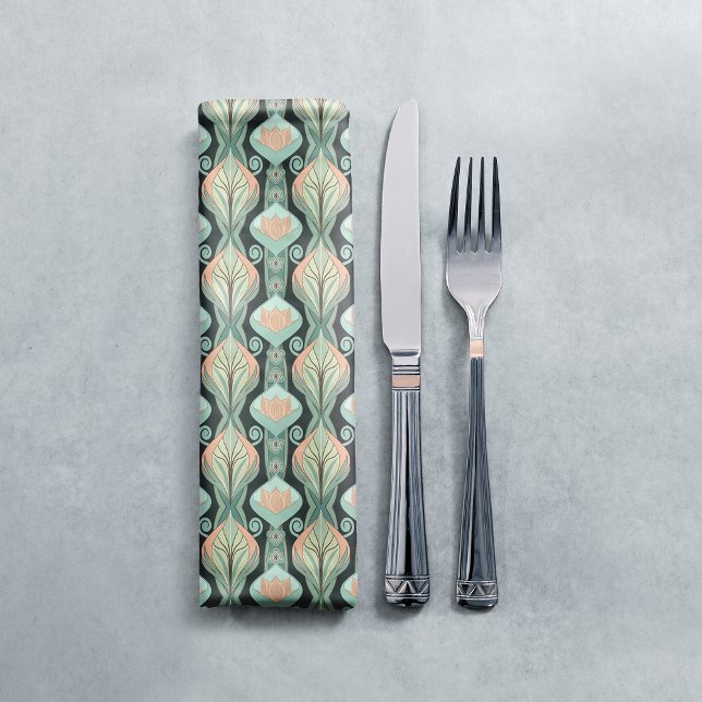 Vintage Abstract Botanical Art Nouveau Pattern Cloth Napkin (Creator Uploaded)