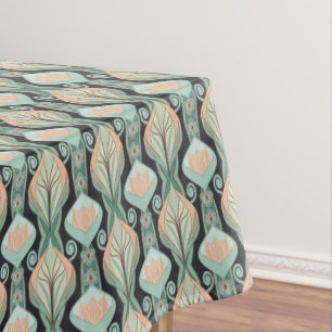 Vintage Abstract Botanical Art Nouveau Pattern Tablecloth