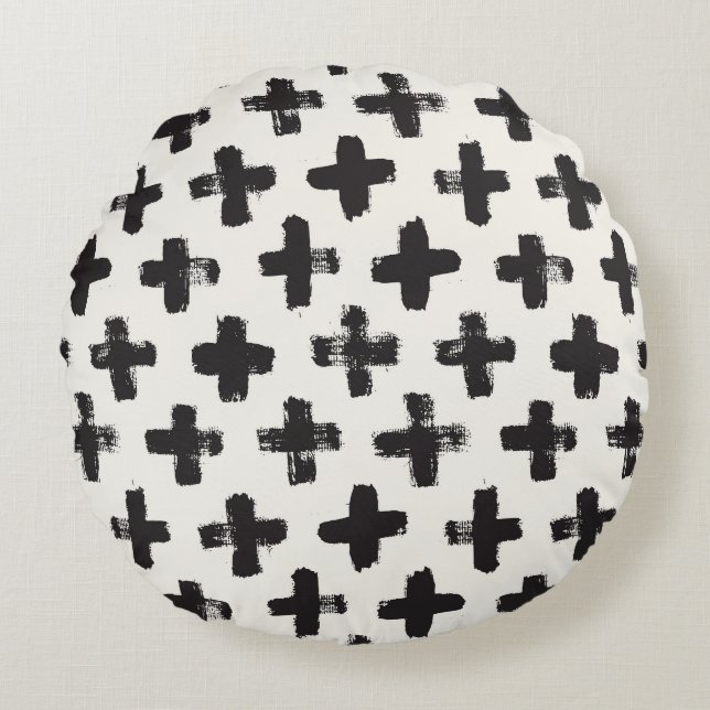 Vintage Abstract Brush Strokes Background Round Pillow (Front)