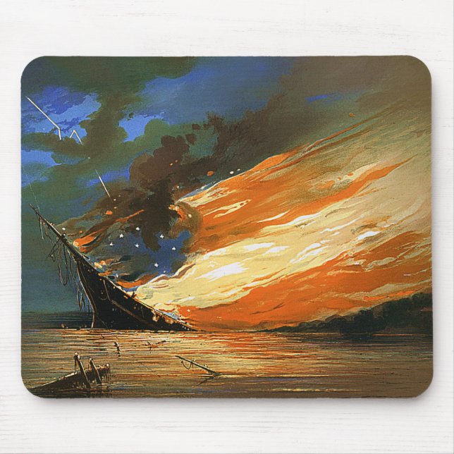 Vintage Abstract Burning Flag Mouse Pad (Front)