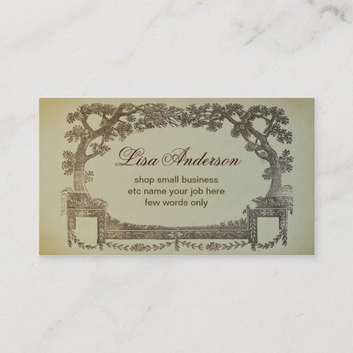 Customizable vintage abstract business card with trees