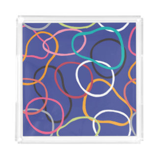 Vintage Abstract Circles Bands Pattern Acrylic Tray