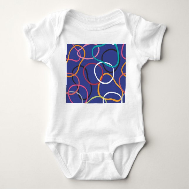 Vintage Abstract Circles Bands Pattern Baby Bodysuit (Front)