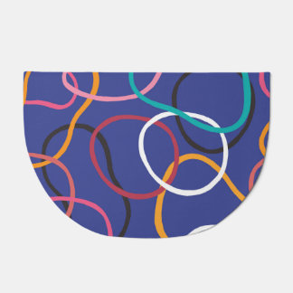 Vintage Abstract Circles Bands Pattern Doormat