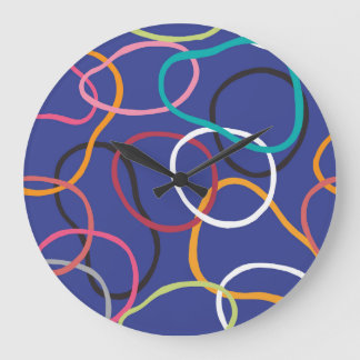 Vintage Abstract Circles Bands Pattern Large Clock