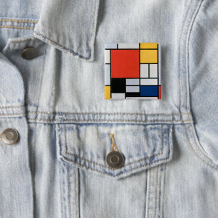 Vintage Abstract Composition by Piet Mondrian Button