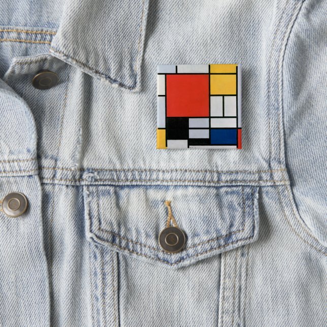 Vintage Abstract Composition by Piet Mondrian Button (In Situ)
