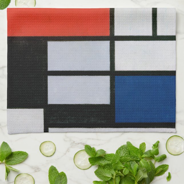 Vintage Abstract Composition by Piet Mondrian Kitchen Towel (Folded)