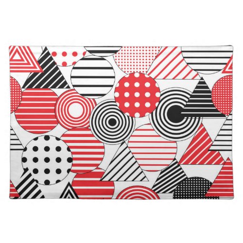 Vintage Abstract Dots  Stripes Cloth Placemat