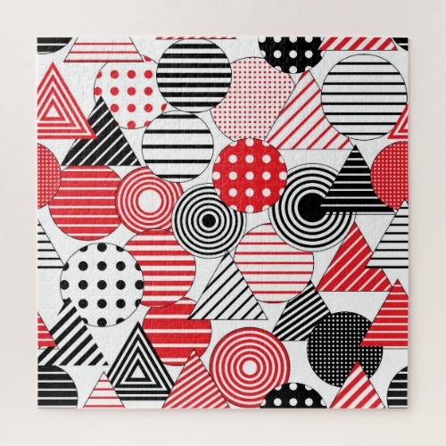 Vintage Abstract Dots  Stripes Jigsaw Puzzle