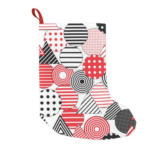 Vintage Abstract Dots  Stripes Small Christmas Stocking