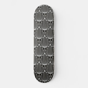 Vintage Abstract Floral in Black and White Pattern Skateboard