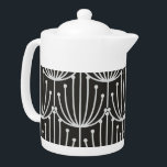 Vintage Abstract Floral in Black and White Pattern Teapot<br><div class="desc">Interesting and minimalistic are the words that come to mind as you look upon this classic retro abstract floral pattern in black and white that is oh so art deco and very elegant. This pattern from a bygone era translates perfectly to both fashion and home decor items. The perfect gift...</div>