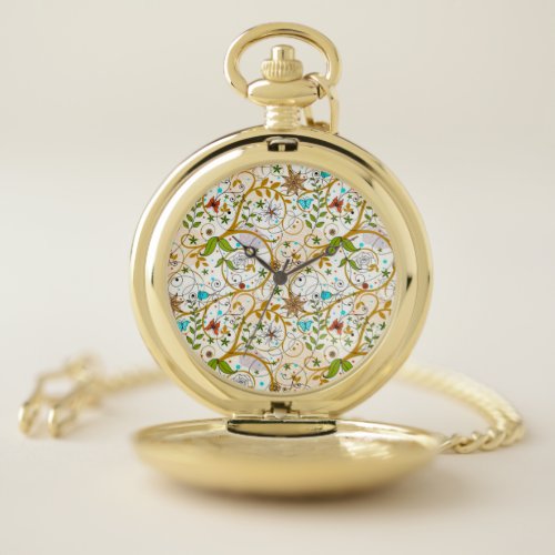 Vintage Abstract Floral Pocket Watch