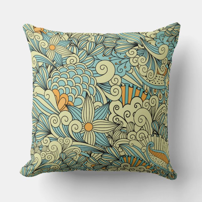 Vintage Abstract Floral Throw Pillow (Front)