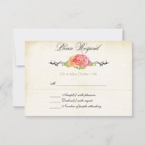 Vintage Abstract Flower RSVP Response Card